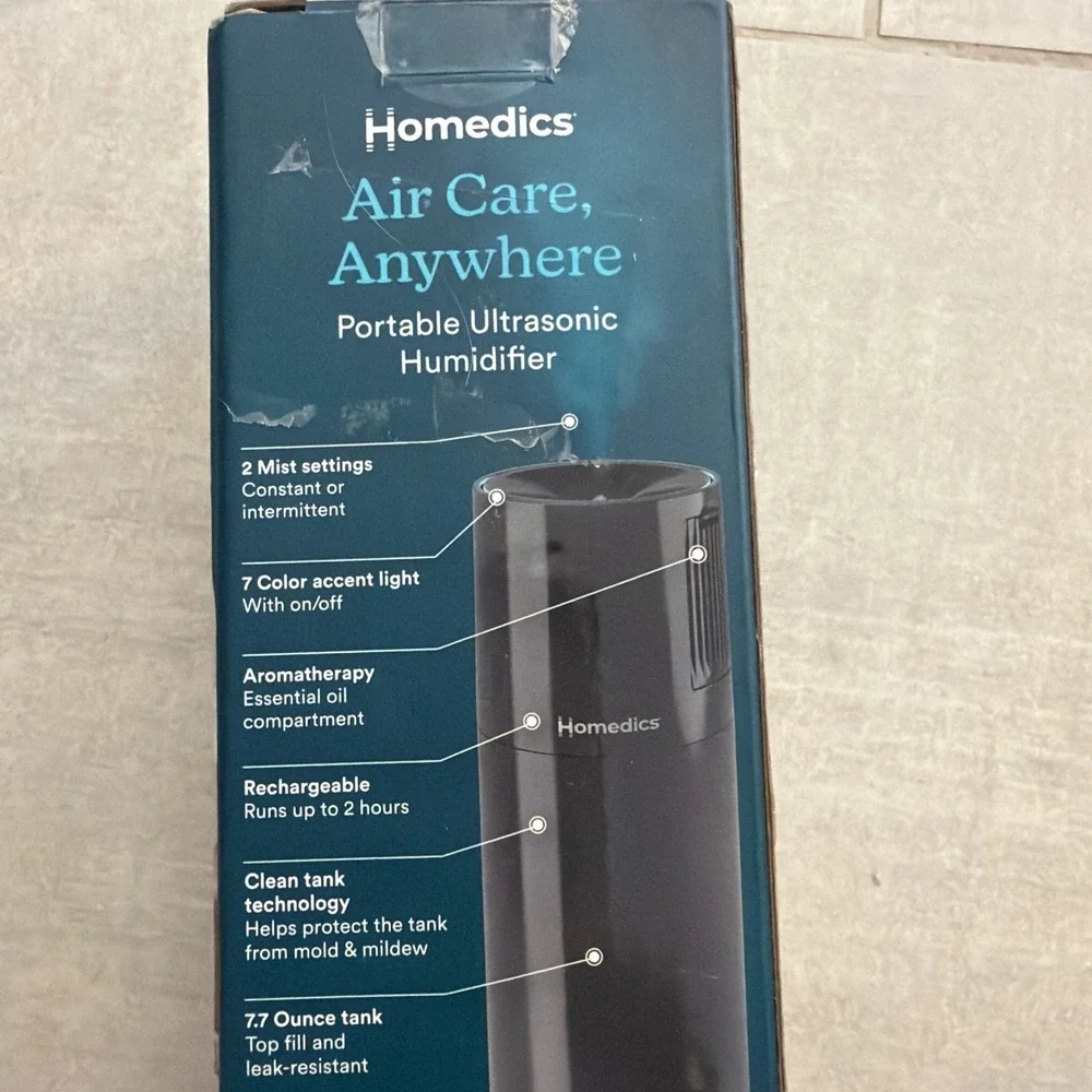 HoMedics Ultrasonic Portable Humidifier Red UHE-CMP17-BkUSB Rechargeable
